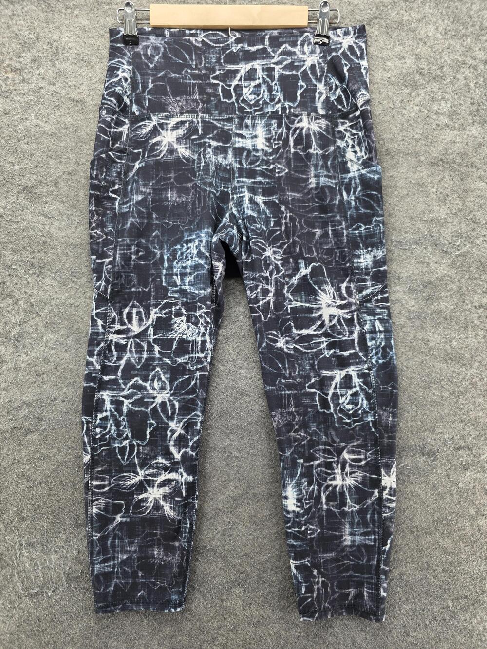Spyder Leggings Womens L Black Ankle Pockets Stretch Elastic Waist 25 Inseam